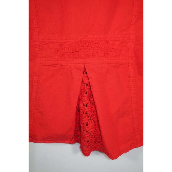 Gretty Zueger Red Ruffle Collar Button Down Shirt 100% Cotton Top Boho Size XL - Picture 8 of 9